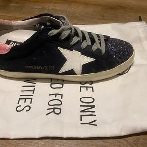 Golden Goose Blue Suede Sparkle Shoes